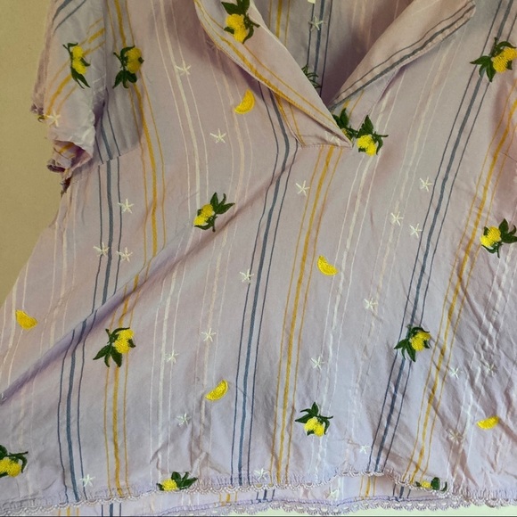 ANTHROPOLOGIE Lemon Orchard Embroidered Sleep Top Sz L - Picture 4 of 7
